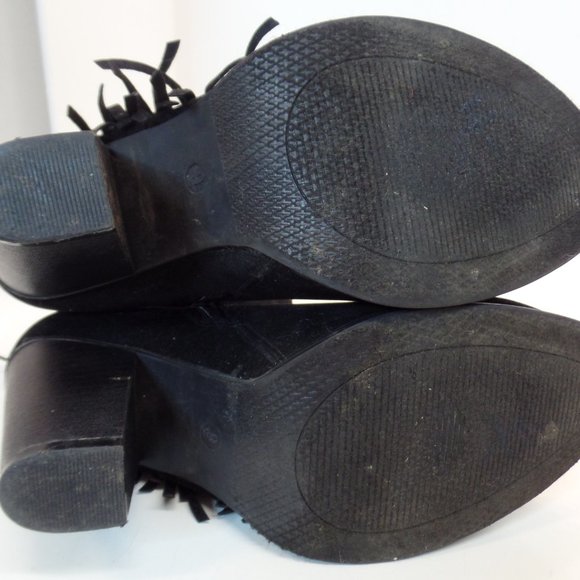 Unbranded Fringe Black Pleather Boots Studded Accents Sz 9 Model Kimbery-6 - Picture 8 of 12